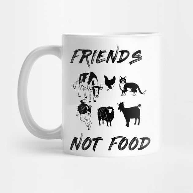 Friends Not Food - Vegetarian Vegan Farm Animals T-Shirt by hiswanderlife